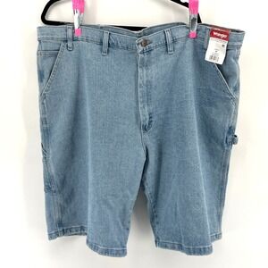 NWT Wrangler Mens 46 Blue Denim Carpenter Shorts Five Star Heritage Cargo